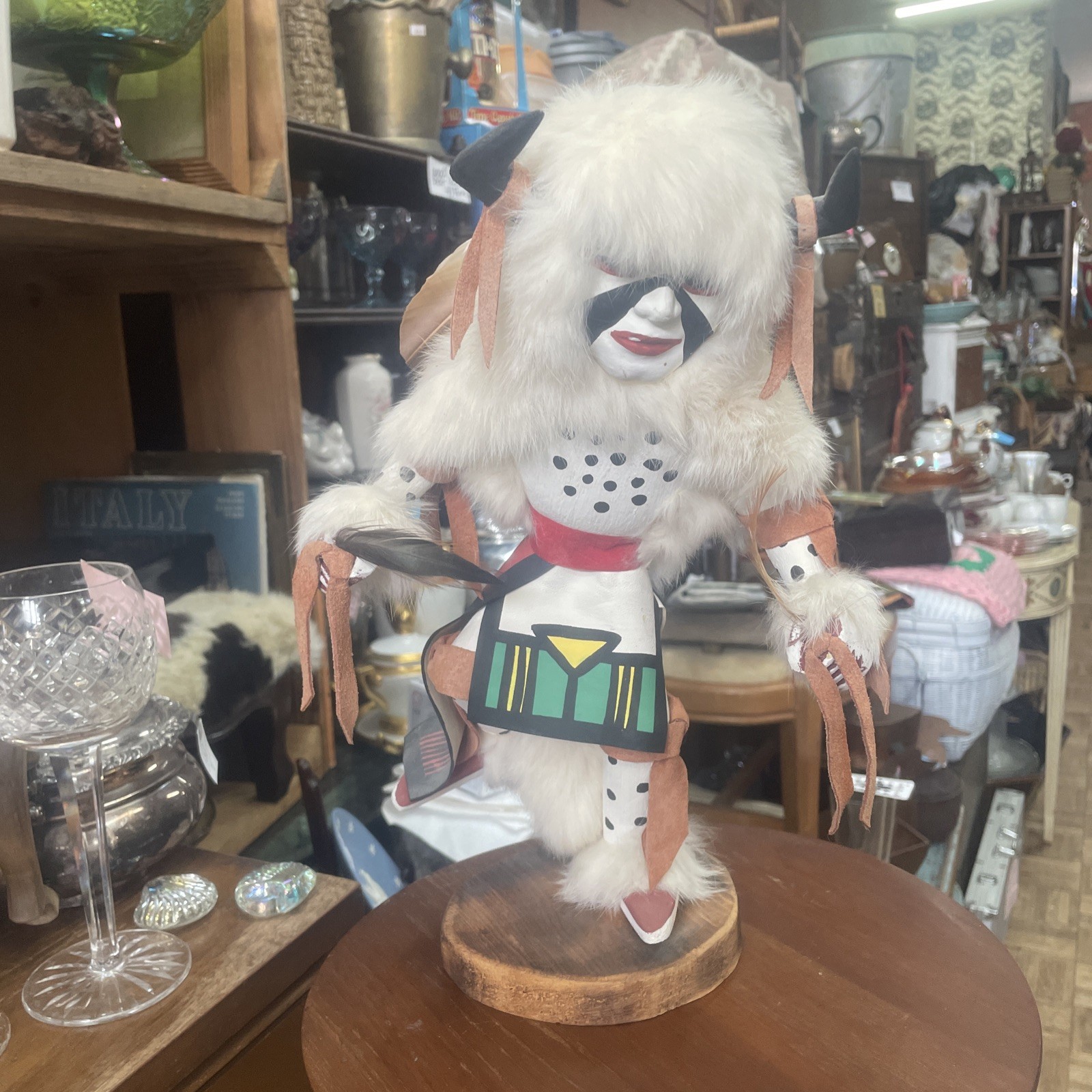 Signed Hopi Kachina White Buffalo  Bakobi Bacavi 13” Katsina Doll Hand Carved