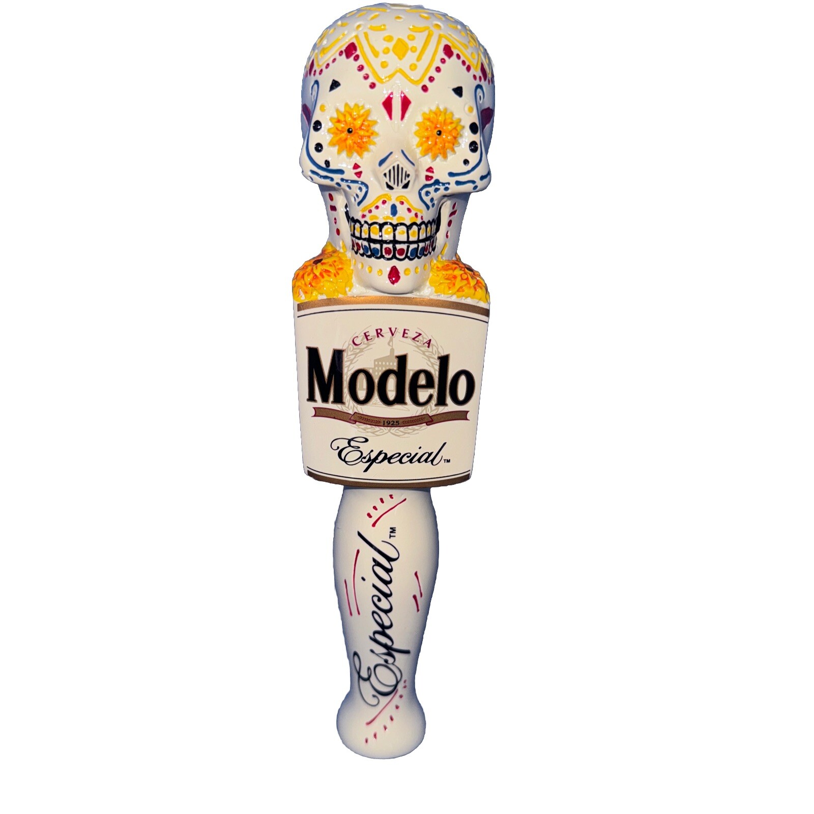 NIB New Modelo Especial Tap Handle Dia De Los Muertos Sugar Skull Beer 9.5