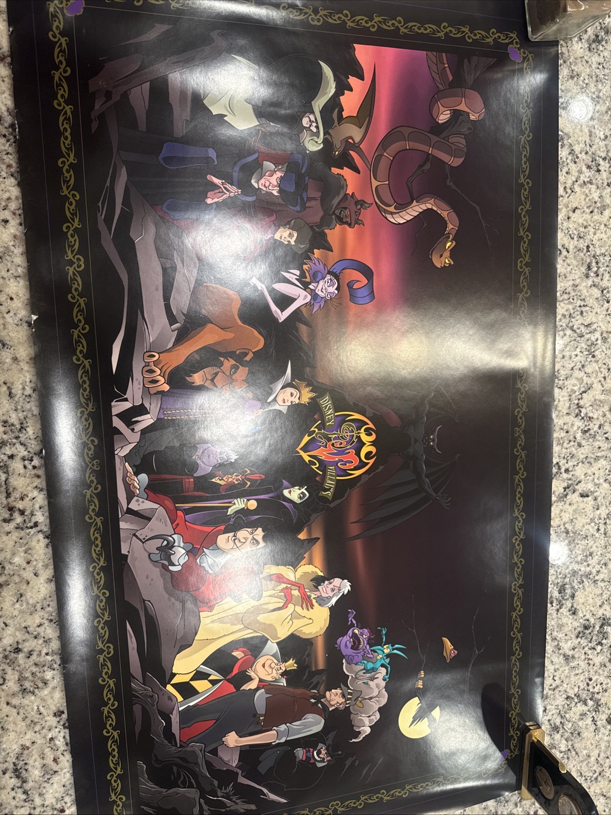 Rare Disney Villains Evil Character Lithograph Poster w/ Misprint Label *READ* Rare Disney Villains Evil Character Lithograph Poster w/ Misprint Label *READ*