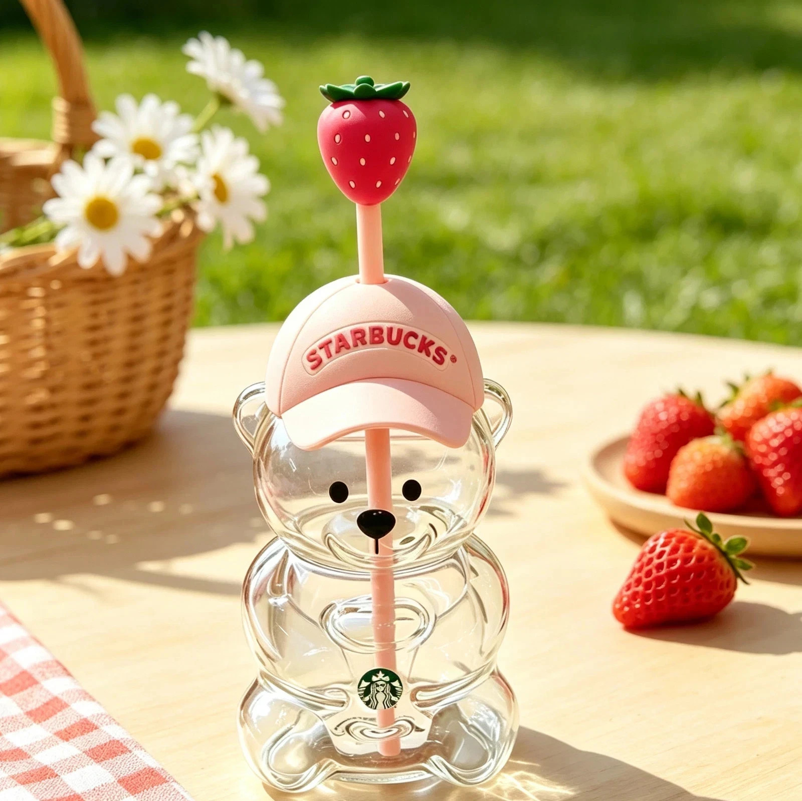 2026 Starbucks Bearista Bear Cup Tumblers Strawberry Topper Baseball Cap 2026 Starbucks Bearista Bear Cup Tumblers Strawberry Topper Baseball Cap