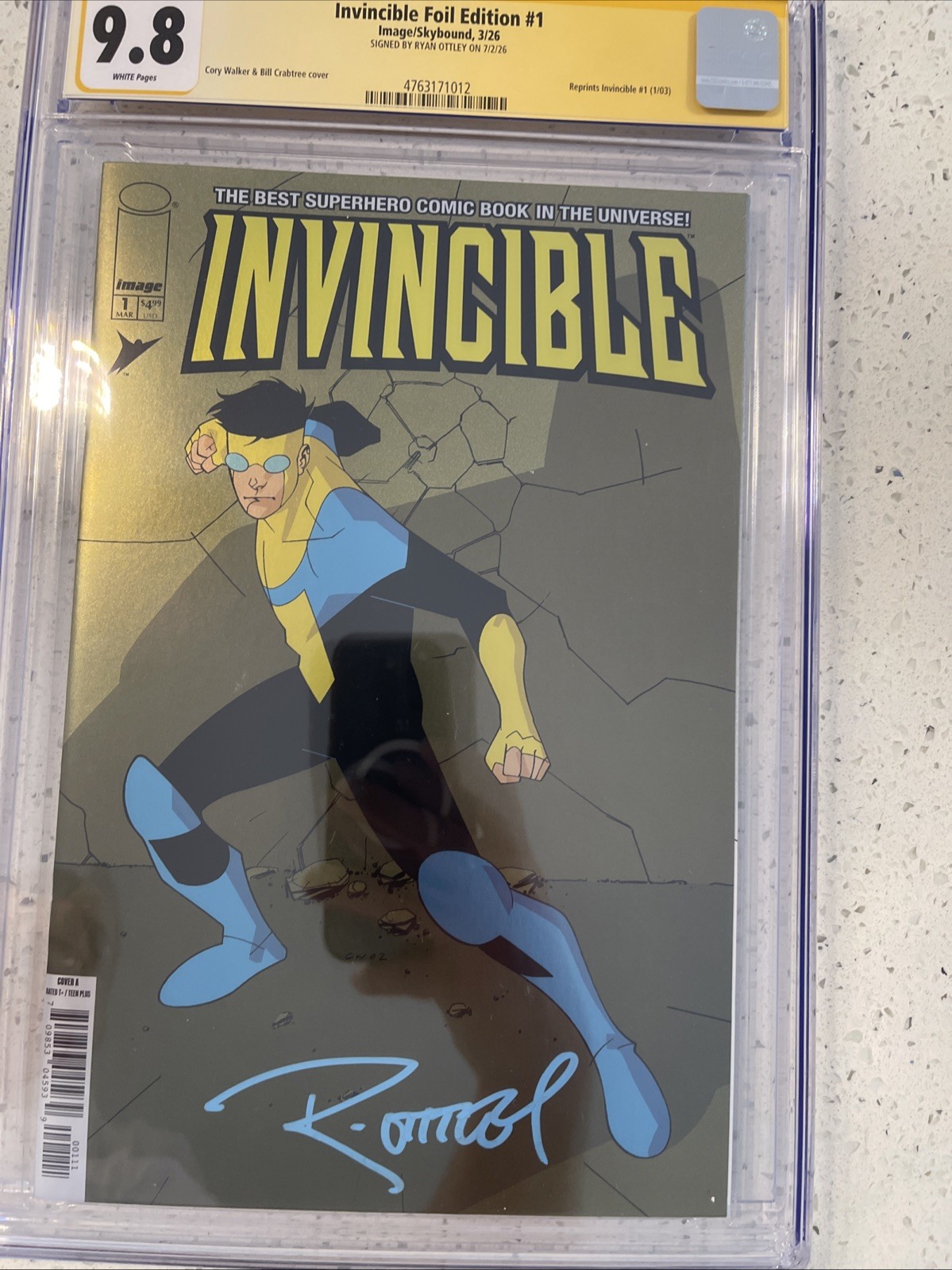 Image Invincible #1 Foil Edition Signed Ottley CGC 9.8 3/26 Reprint Comic Image Invincible #1 Foil Edition Signed Ottley CGC 9.8 3/26 Reprint Comic