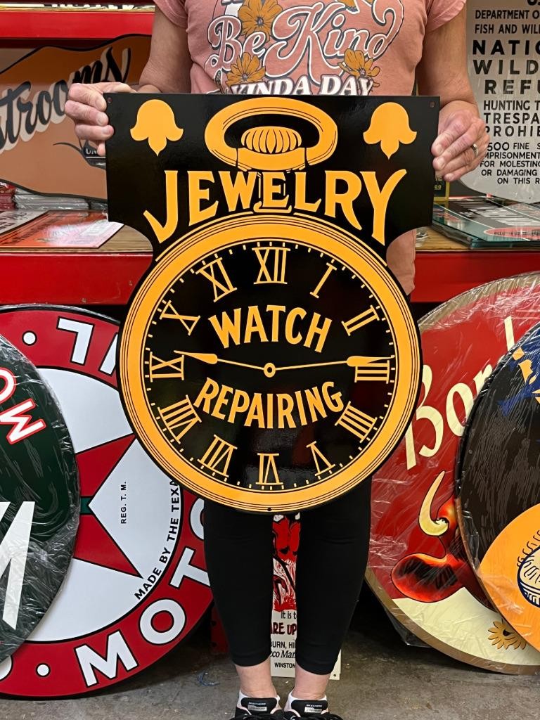 Vintage Style Metal Sign Jewelry Watch Repair NOT Porcelain 22x16 Made USA