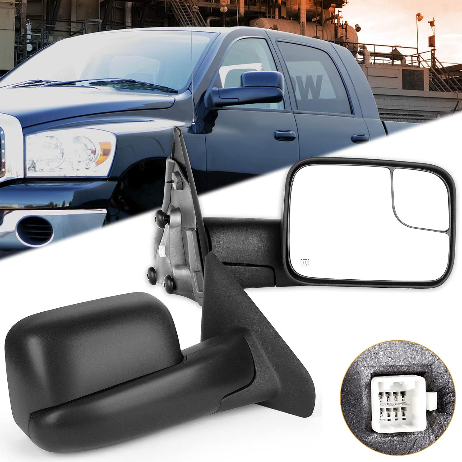 A Pair Heated Towing Mirrors Fit for Dodge for Ram 1500 2500 3500 A Pair Heated Towing Mirrors Fit for Dodge for Ram 1500 2500 3500