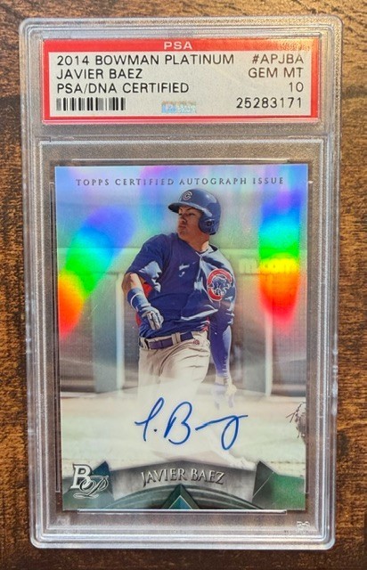 2014 BOWMAN PLATINUM PROSPECT AUTOS #AP-JBA JAVIER BAEZ PSA 10 CUBS METS TIGERS 2014 BOWMAN PLATINUM PROSPECT AUTOS #AP-JBA JAVIER BAEZ PSA 10 CUBS METS TIGERS