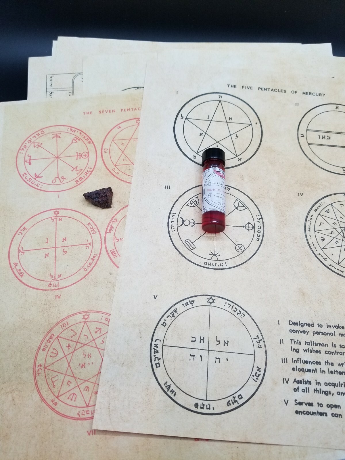 Solomon 7 Planetary Pentacles Set Sun Mercury Mars Jupiter Saturn Parchment new