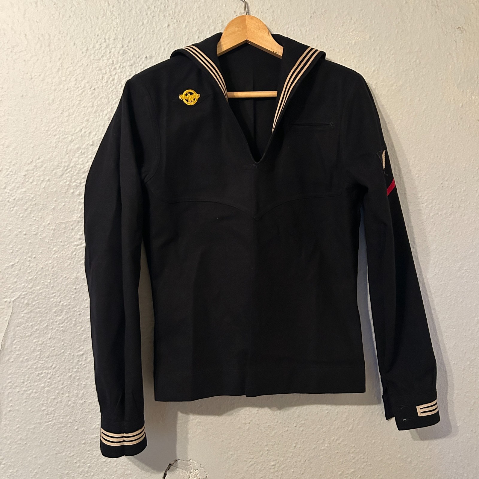 Vtg 40s WWII US Military Navy Cracker Jack Uniform Top Sz S Sailor Patch Named A Vtg 40s WWII US Military Navy Cracker Jack Uniform Top Sz S Sailor Patch Named A