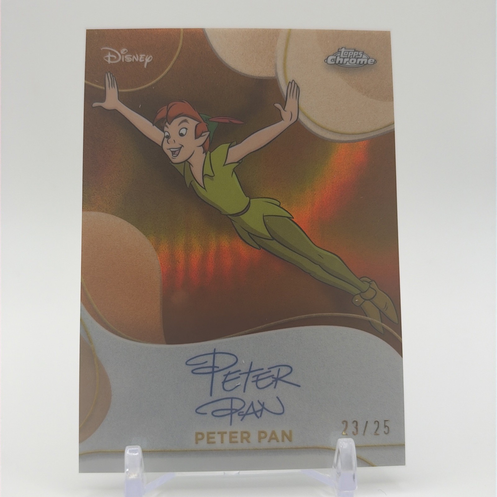 Peter Pan FACSIMILE AUTOGRAPH ORANGE REFRACTOR 23/25 2025 Topps Chrome Disney Peter Pan FACSIMILE AUTOGRAPH ORANGE REFRACTOR 23/25 2025 Topps Chrome Disney