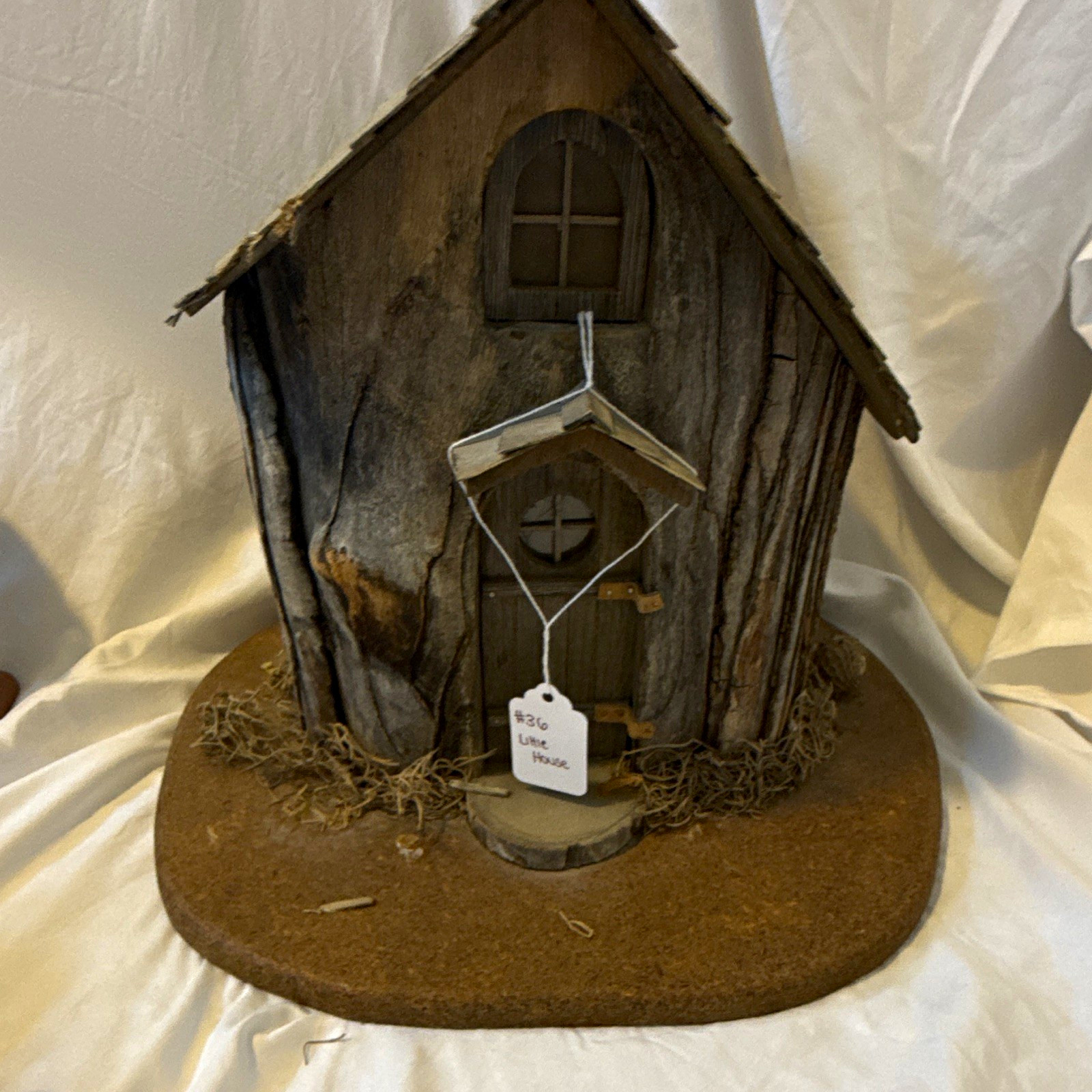 Rustic simpich Wood House Display Decor w/ Round Base Tag #36, Brown/Gray, 3D Rustic simpich Wood House Display Decor w/ Round Base Tag #36, Brown/Gray, 3D