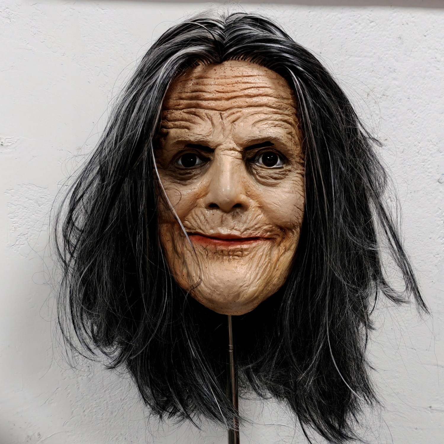 Scary old woman latex mask with long hair Scary old woman latex mask with long hair
