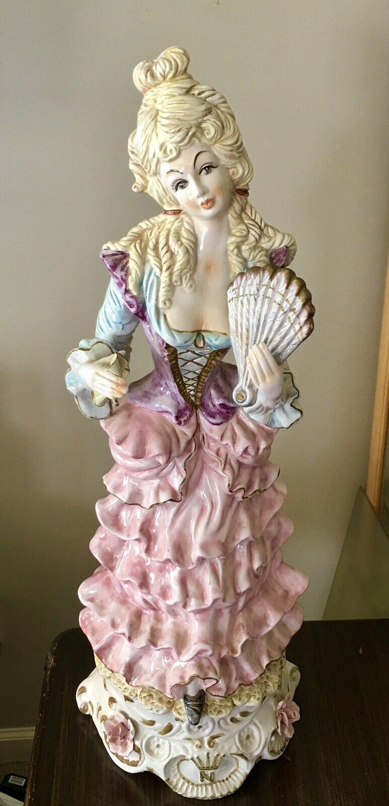 RARE Large 27” Vintage Handmade Italian Capodimonte Victorian Lady Statue.