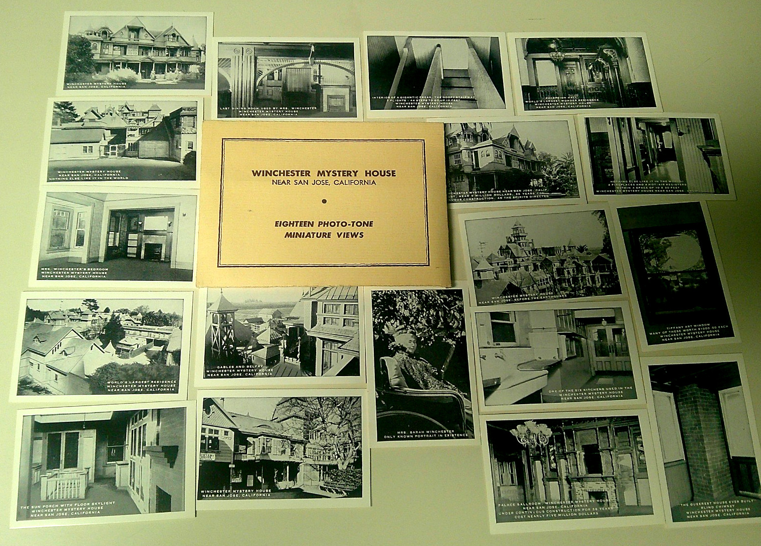 18 Winchester Mystery House Photo-Tone Miniature Views w/folder San Jose CA 18 Winchester Mystery House Photo-Tone Miniature Views w/folder San Jose CA
