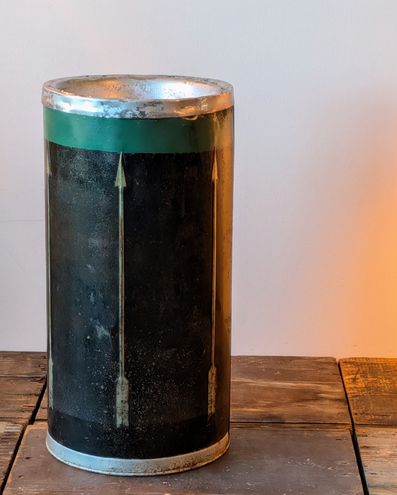 Vintage Industrial Art Deco Metal Canister Ashtay 29 Vintage Industrial Art Deco Metal Canister Ashtay 29