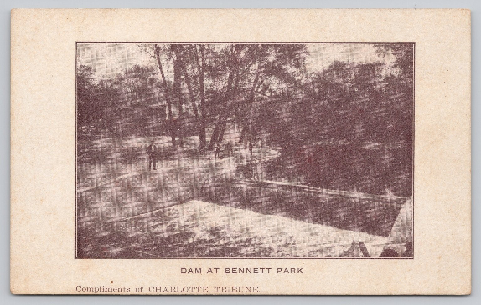 Charlotte NC Bennett Park Dam Postcard c1910 Charlotte Tribune Promo Charlotte NC Bennett Park Dam Postcard c1910 Charlotte Tribune Promo