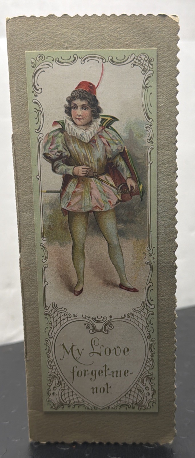 Antique Victorian Novelty Card Booklet Tale of Cupid Poem Harlequin Art Vtg: D1 Antique Victorian Novelty Card Booklet Tale of Cupid Poem Harlequin Art Vtg: D1