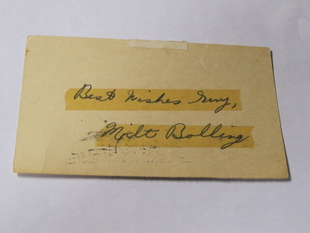 Milt Bolling Autographed Post Card JSA Auction Certified \