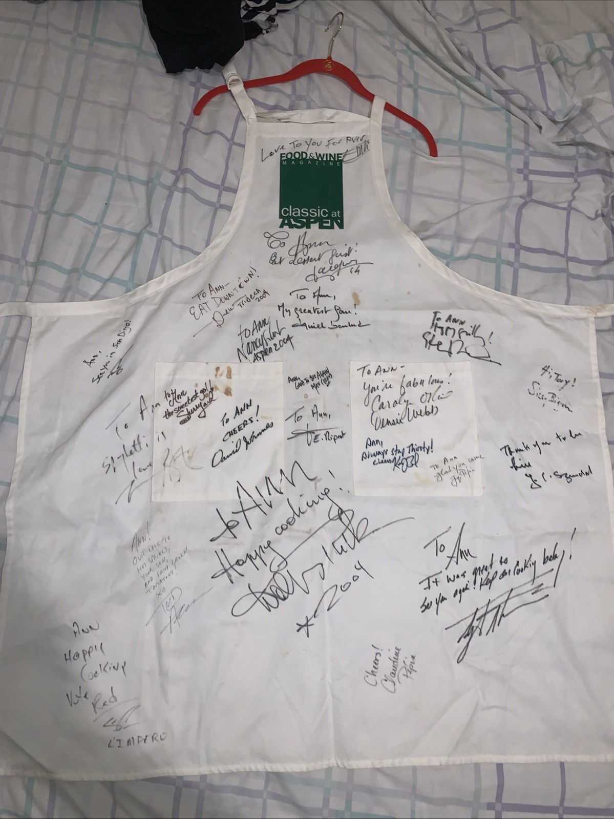 Vtg 2004 Aspen Food & Wine Signed Chef  Apron Wolfgang Puck Jacques Pepin Ripert