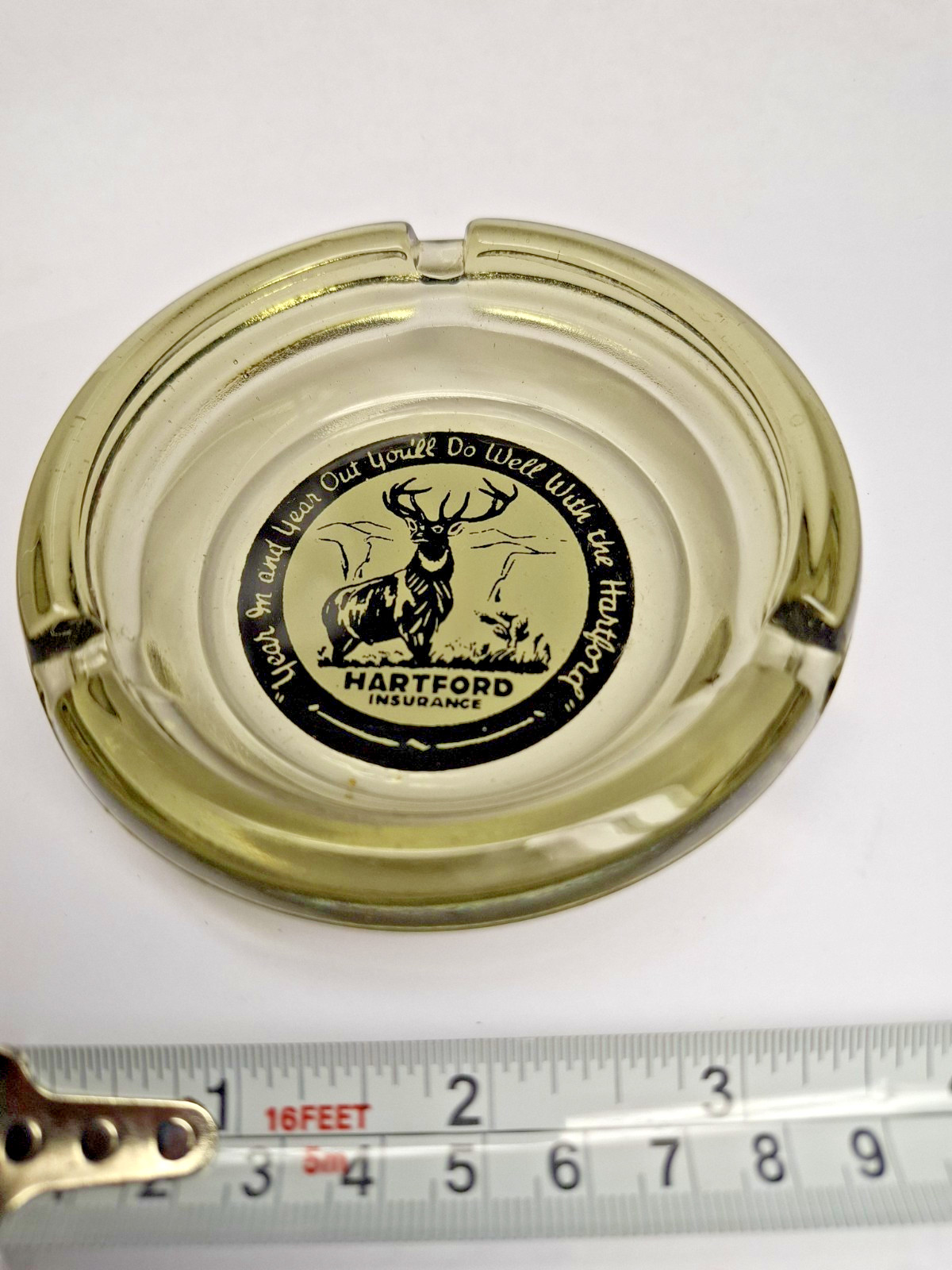 Vintage Hartford Insurance w/Logo, 3 Lobe Glass Ashtray