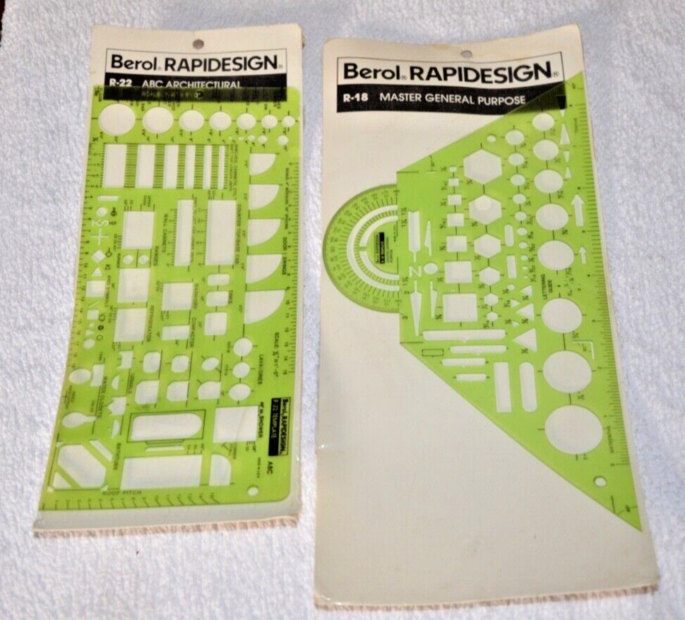 qty 2 Berol Rapidesign Template - ABC Architectural 1/4\