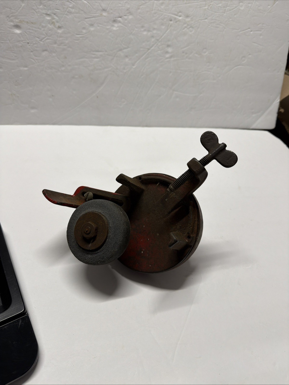 Antique hand crank bench grinder Antique hand crank bench grinder
