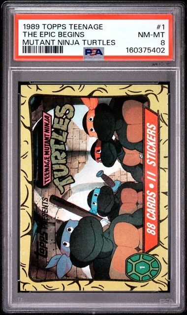 1989 Topps Teenage Mutant Ninja Turtle #1 The Epic Begins : PSA 8 1989 Topps Teenage Mutant Ninja Turtle #1 The Epic Begins : PSA 8