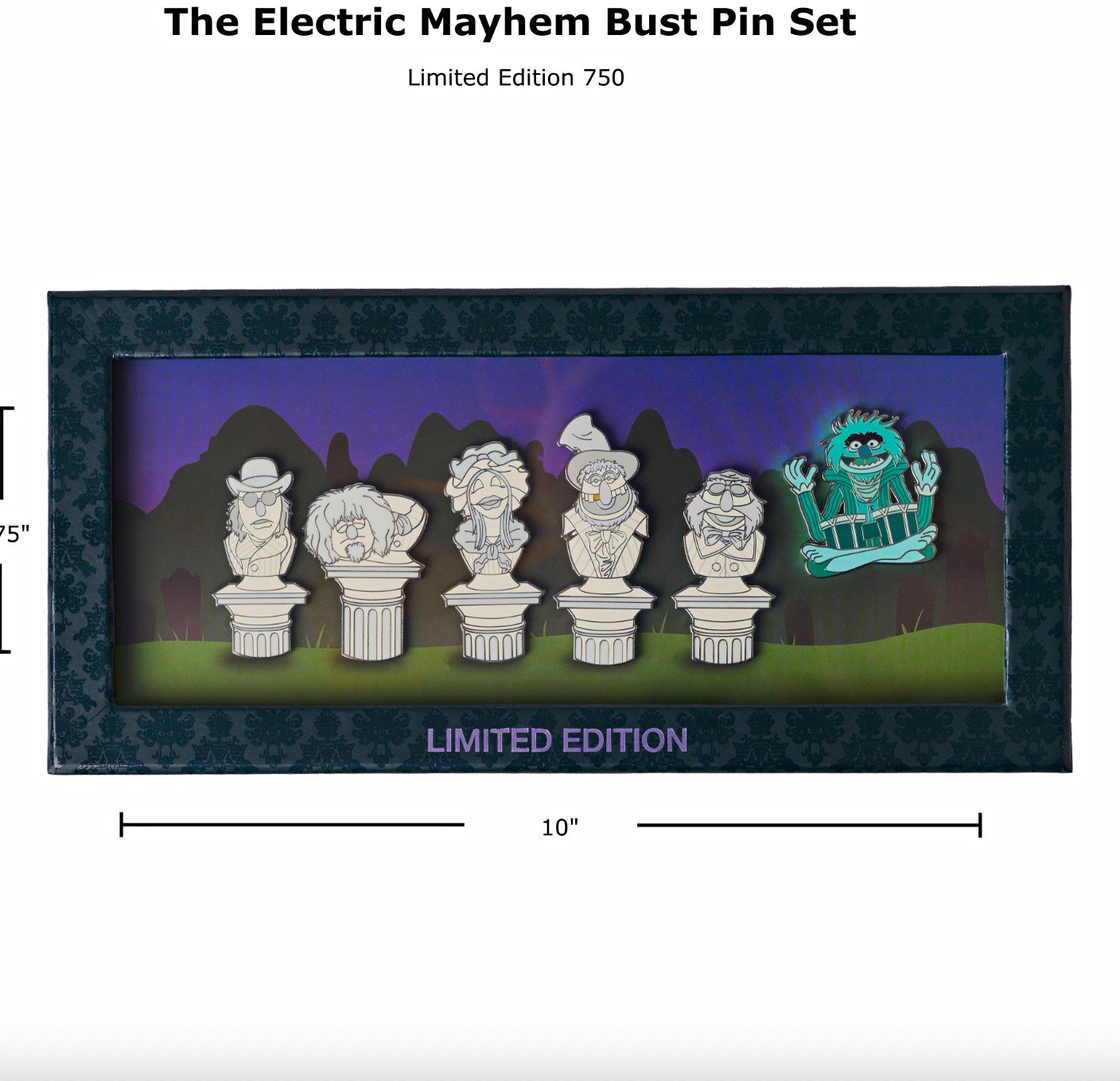 WDI MOG Disney Muppets Haunted Mansion Electric Mayhem Bust Pin Set LE 750 WDI MOG Disney Muppets Haunted Mansion Electric Mayhem Bust Pin Set LE 750