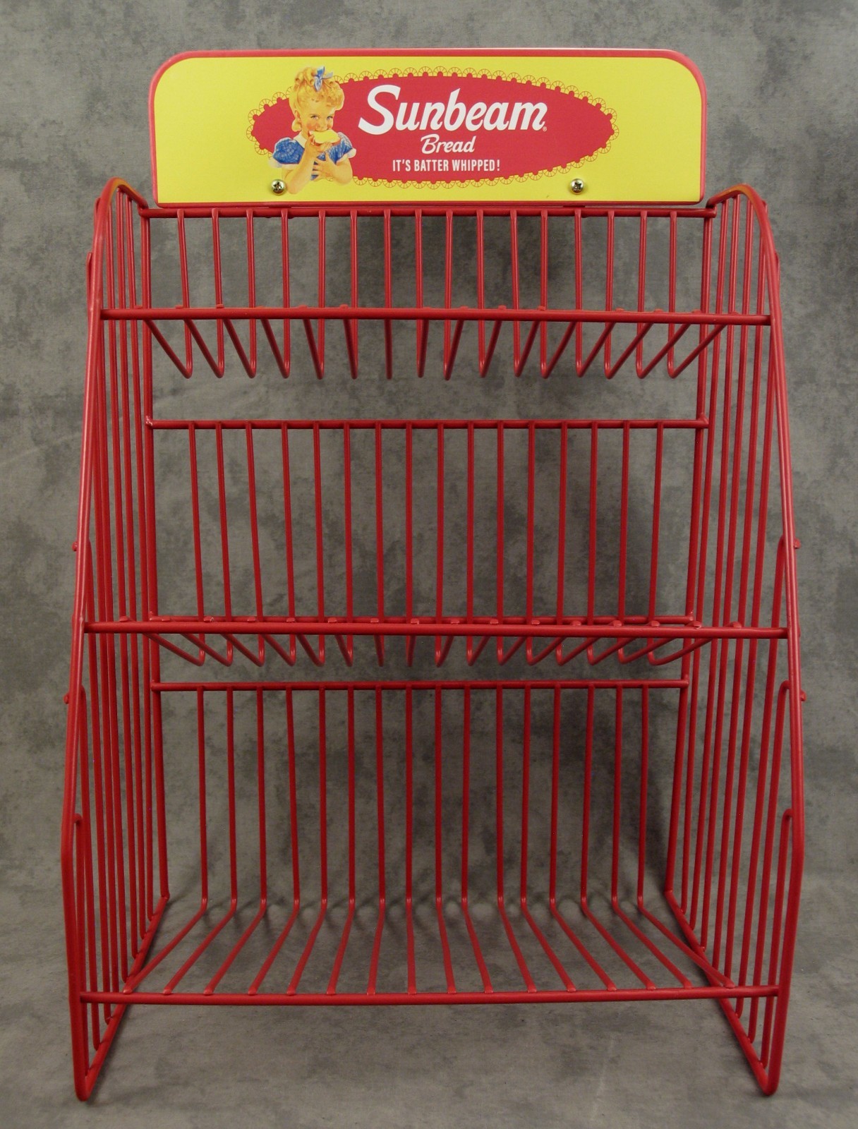 Vintage Style SUNBEAM BREAD Metal COUNTERTOP DISPLAY RACK 3 Shelf Advertising