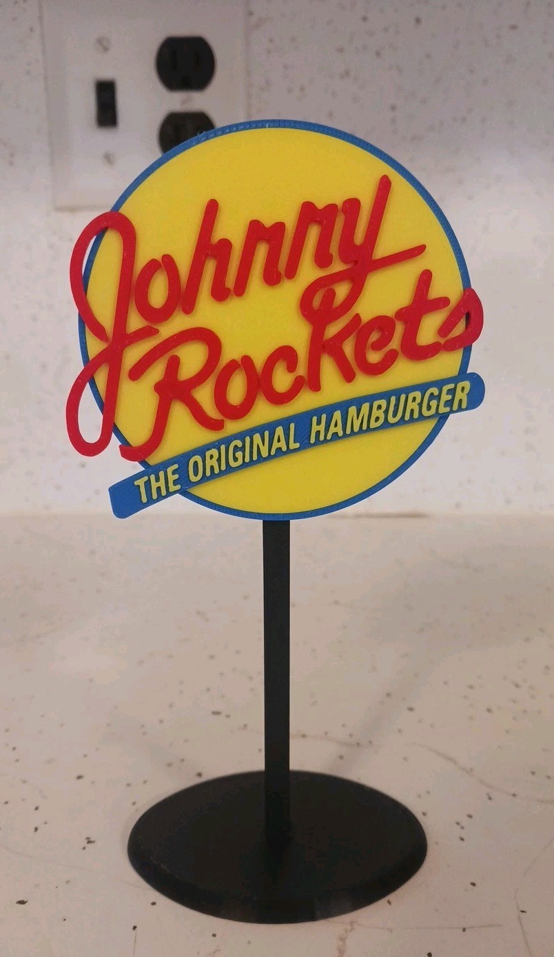 Vintage Johnny Rockets Logo Miniature Sign Diorama Display Fan Art 6.5 Vintage Johnny Rockets Logo Miniature Sign Diorama Display Fan Art 6.5