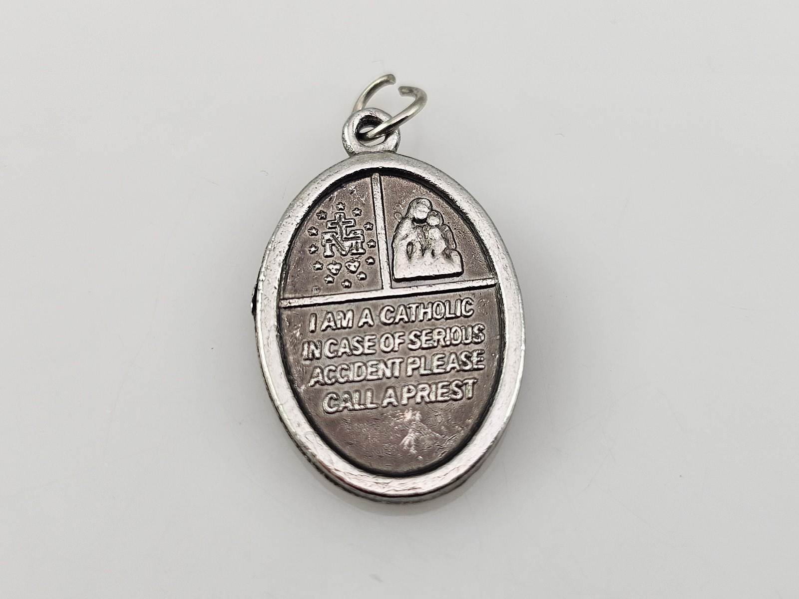 Vintage I Am A Catholic Please Call a Priest Religious Medallion Pendant 1\ Vintage I Am A Catholic Please Call a Priest Religious Medallion Pendant 1\