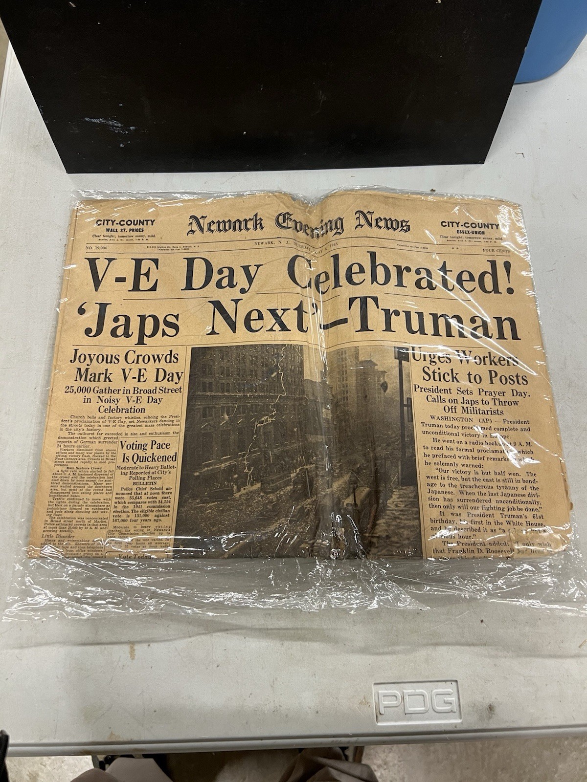 Newark Evening News May 8 1945 Edition VE Day Japs Next Headline WW11