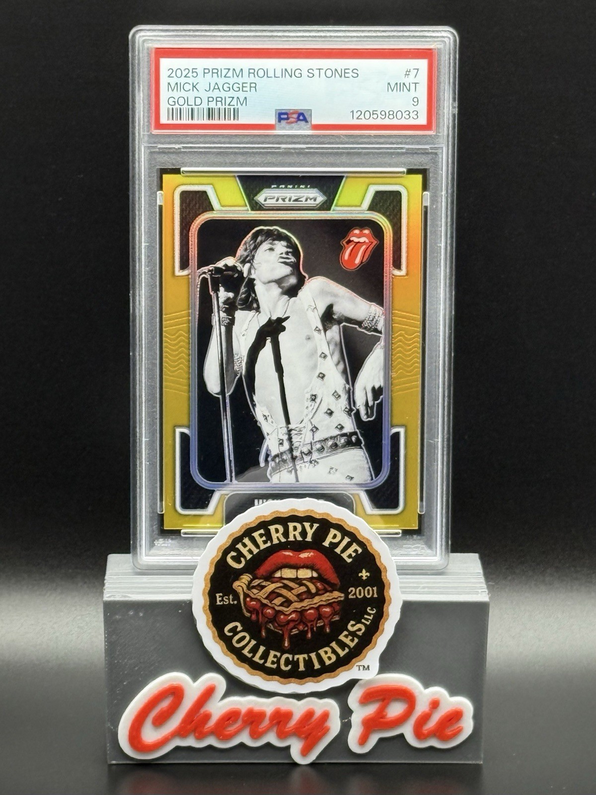 2025 Panini Prizm The Rolling Stones #7 MICK JAGGER Gold Prizm 04/10 PSA 9