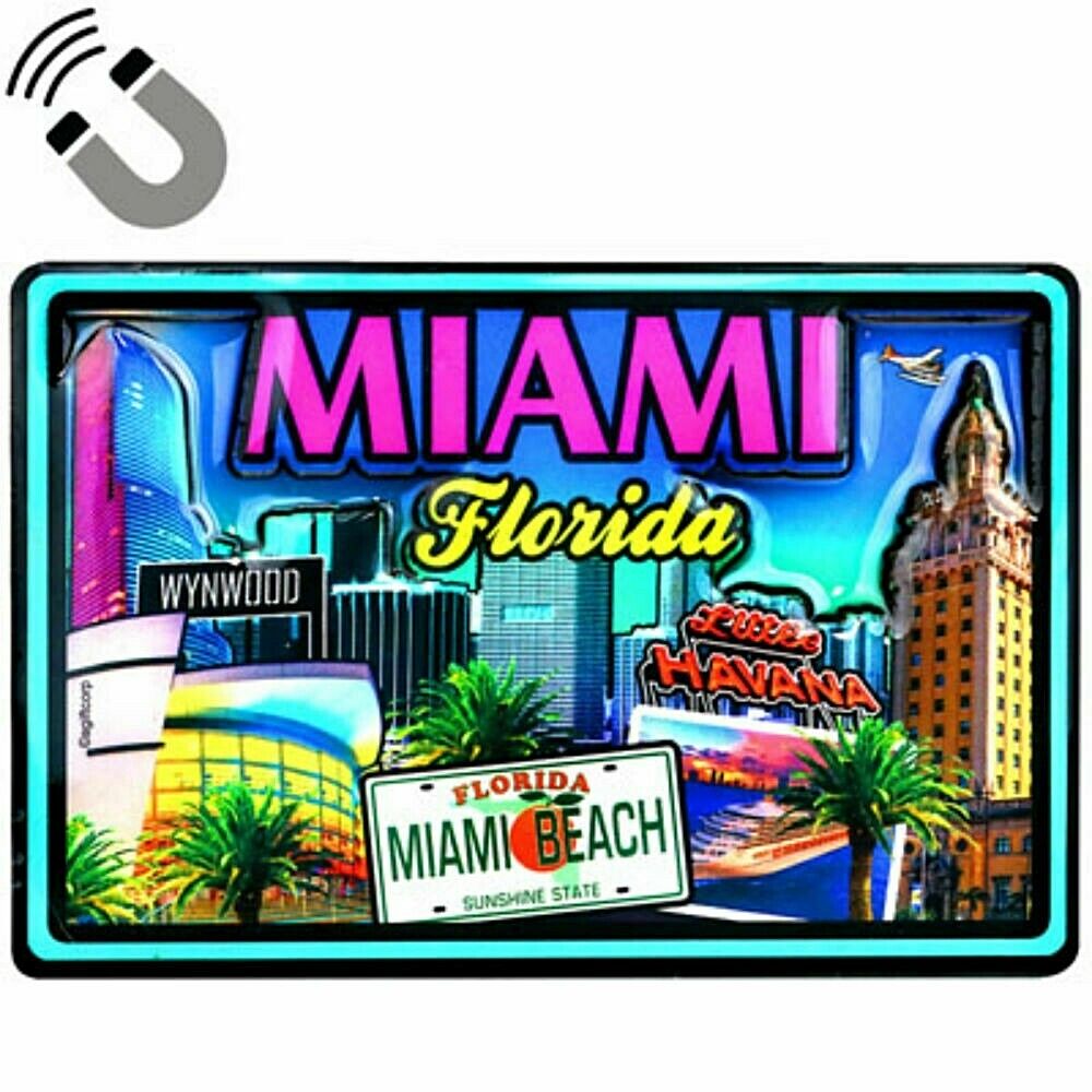 Miami Florida Scene Dual Layer MDF Magnet 2.25\