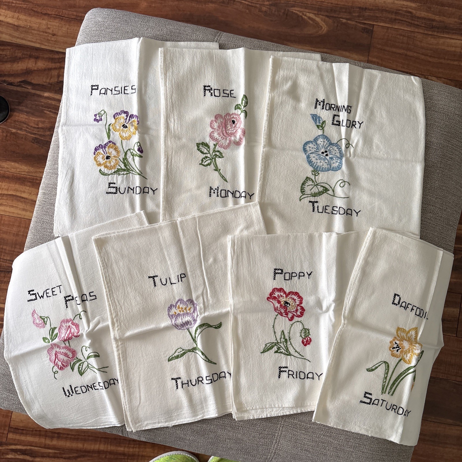 Rare Complete Set Vintage Hand-Embroidered Rare Complete Set Vintage Hand-Embroidered