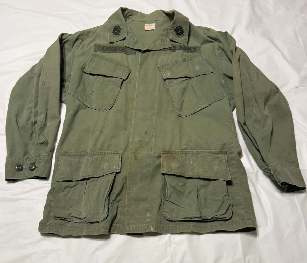 60\'s US Army Tropical Combat Jacket OG-107 Vietnam Ripstop Small - Short