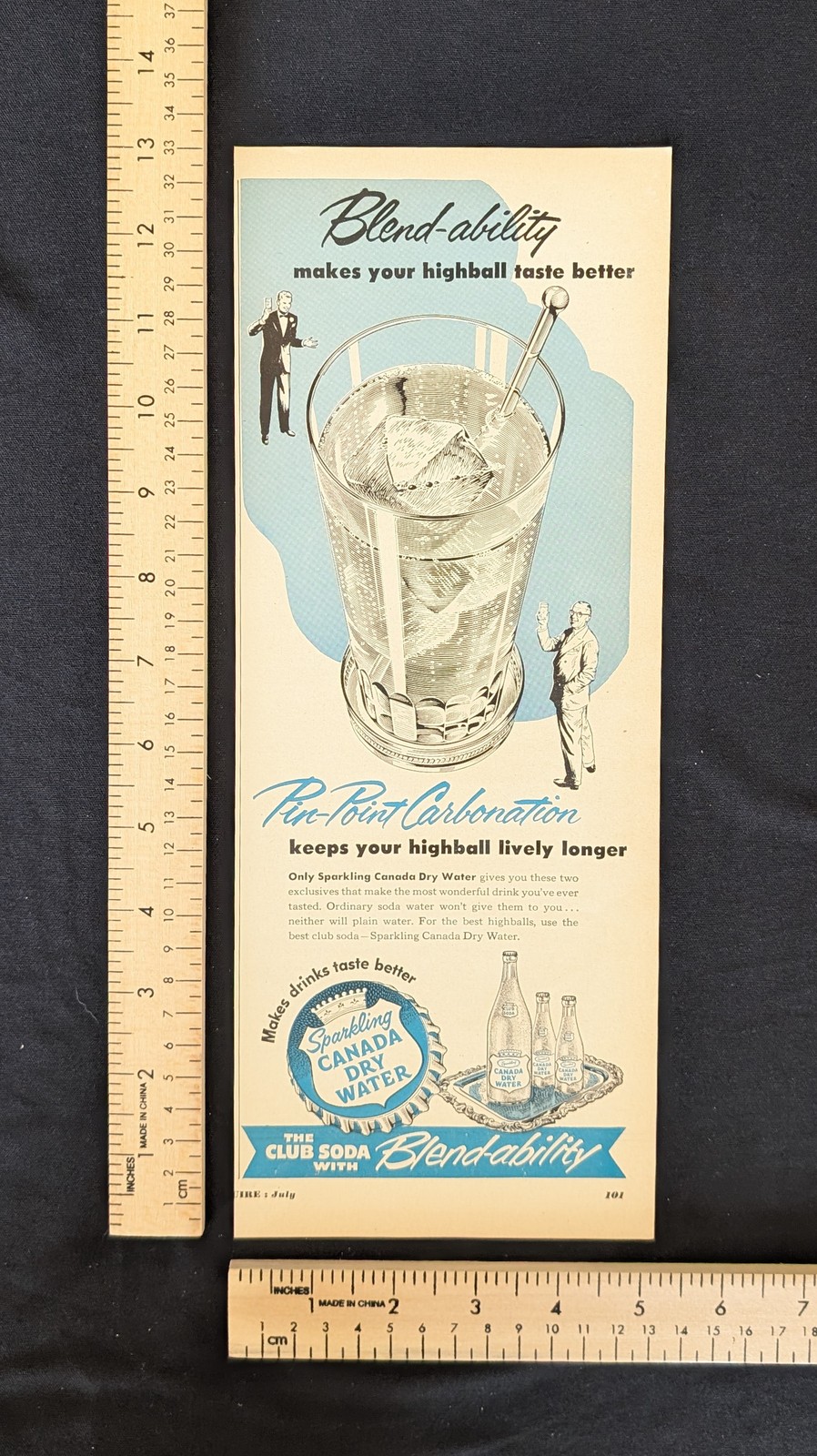 Vintage 1952 Canada Dry Sparkling Water B&W Print Ad Full Page 1950s Original Vintage 1952 Canada Dry Sparkling Water B&W Print Ad Full Page 1950s Original