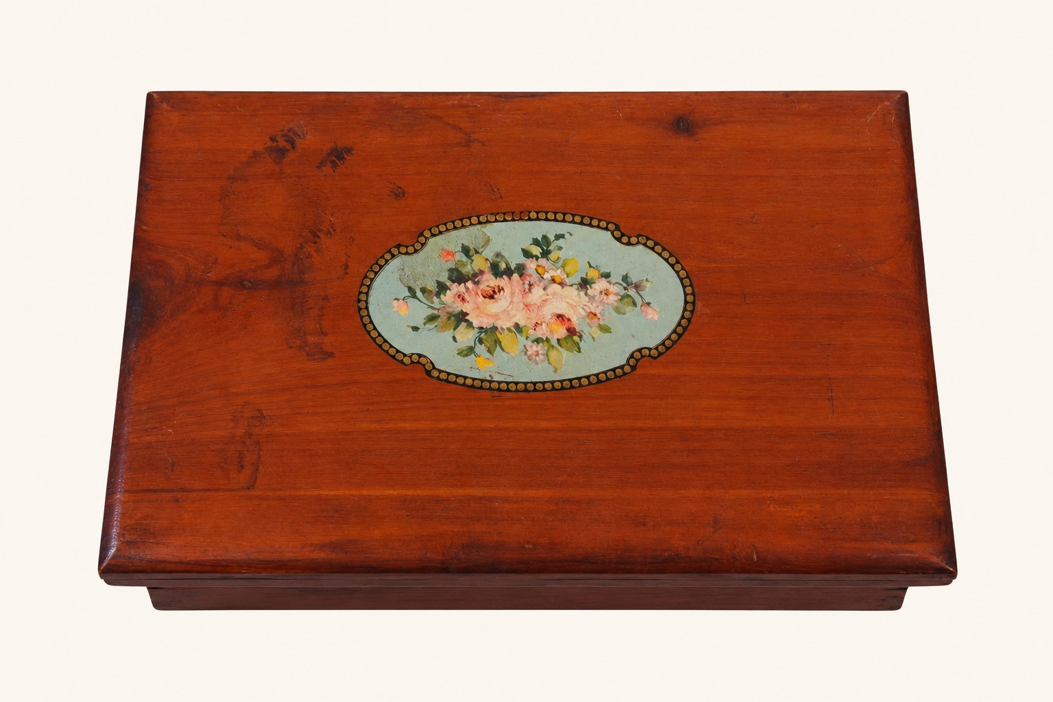 MidCentury 1960s Vintage Wooden Keepsake Box Carved Brass Hinges MCM Cottagecore