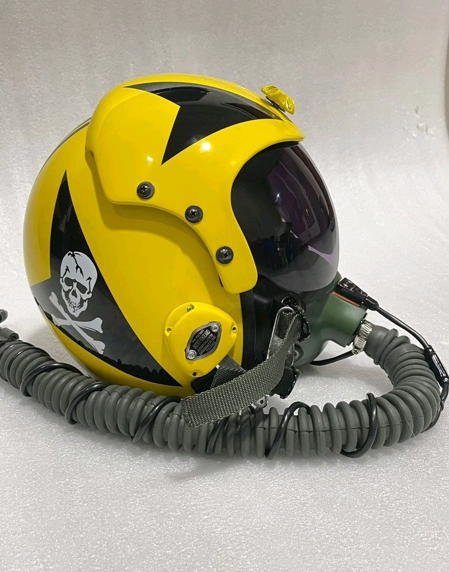 HGU-33 JOLLY ROGER YELLOW CUSTOM PILOT HELMET+MASK OXY REPLICA