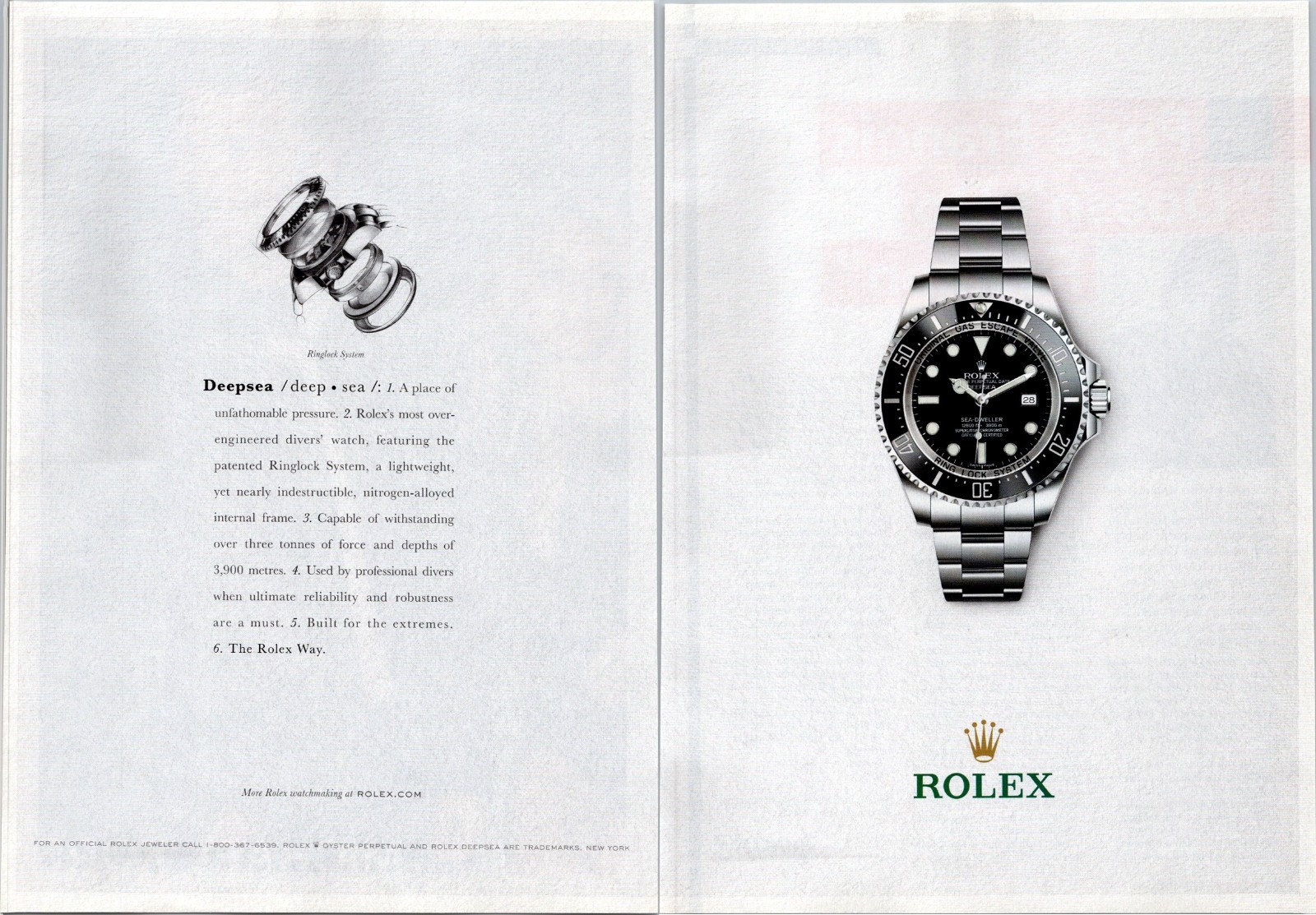 2014 • Rolex Deepsea 2 Page Print Ad • 2000's Fashion FA.21 2014 • Rolex Deepsea 2 Page Print Ad • 2000's Fashion FA.21