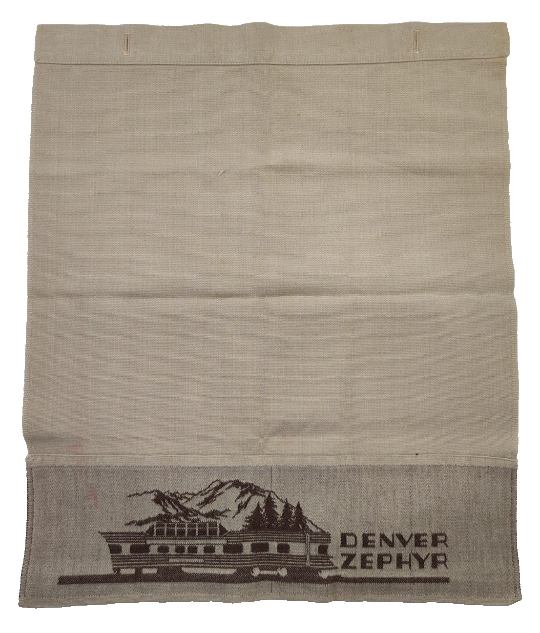 Vintage Denver Zephyr Passenger Train Tan Cloth Headrest Cover Antimacassar Vintage Denver Zephyr Passenger Train Tan Cloth Headrest Cover Antimacassar