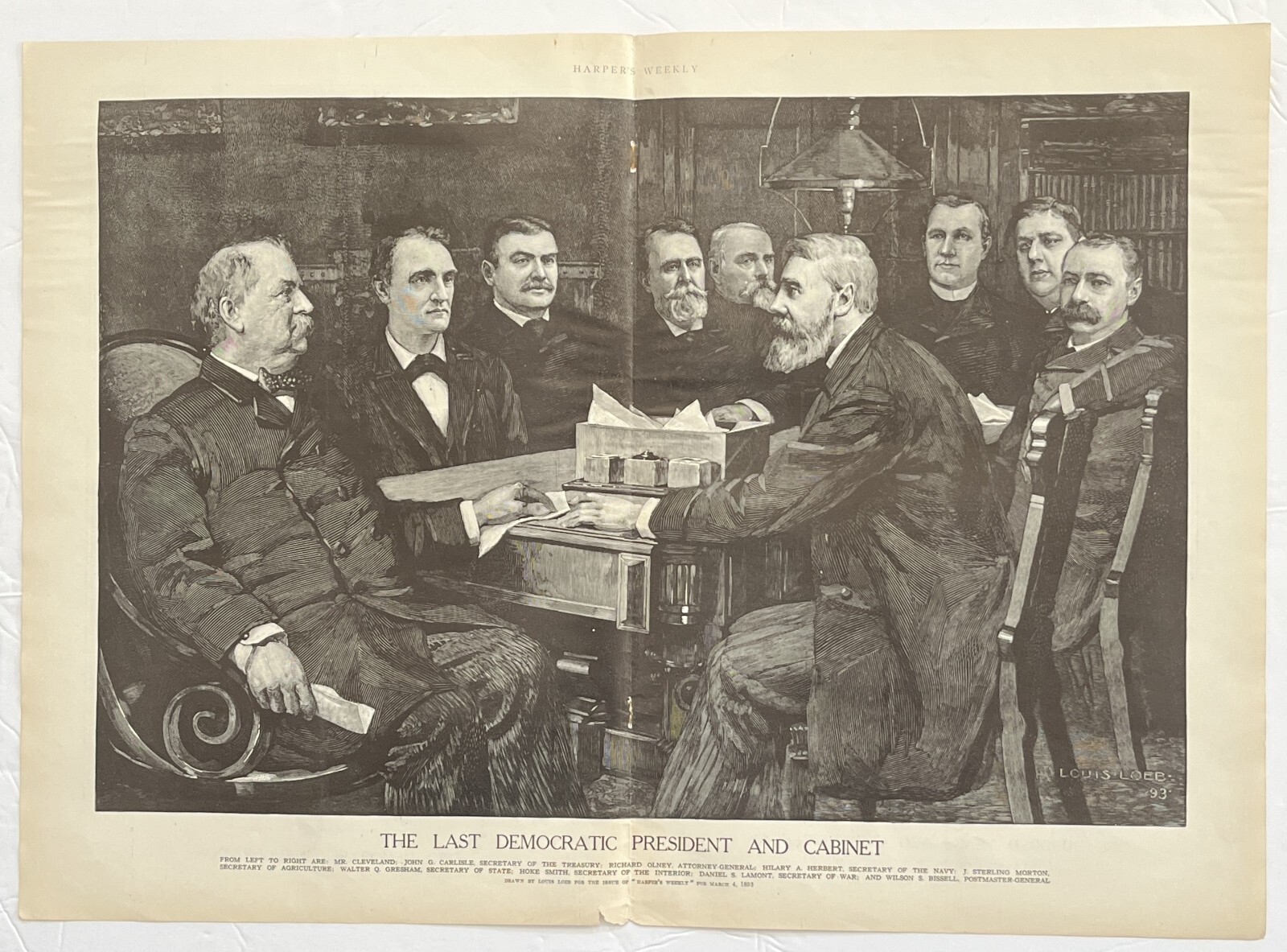 March 1913 Harpers Wkly PRINT ART CENTERFOLD Last Democratic President & Cabinet March 1913 Harpers Wkly PRINT ART CENTERFOLD Last Democratic President & Cabinet