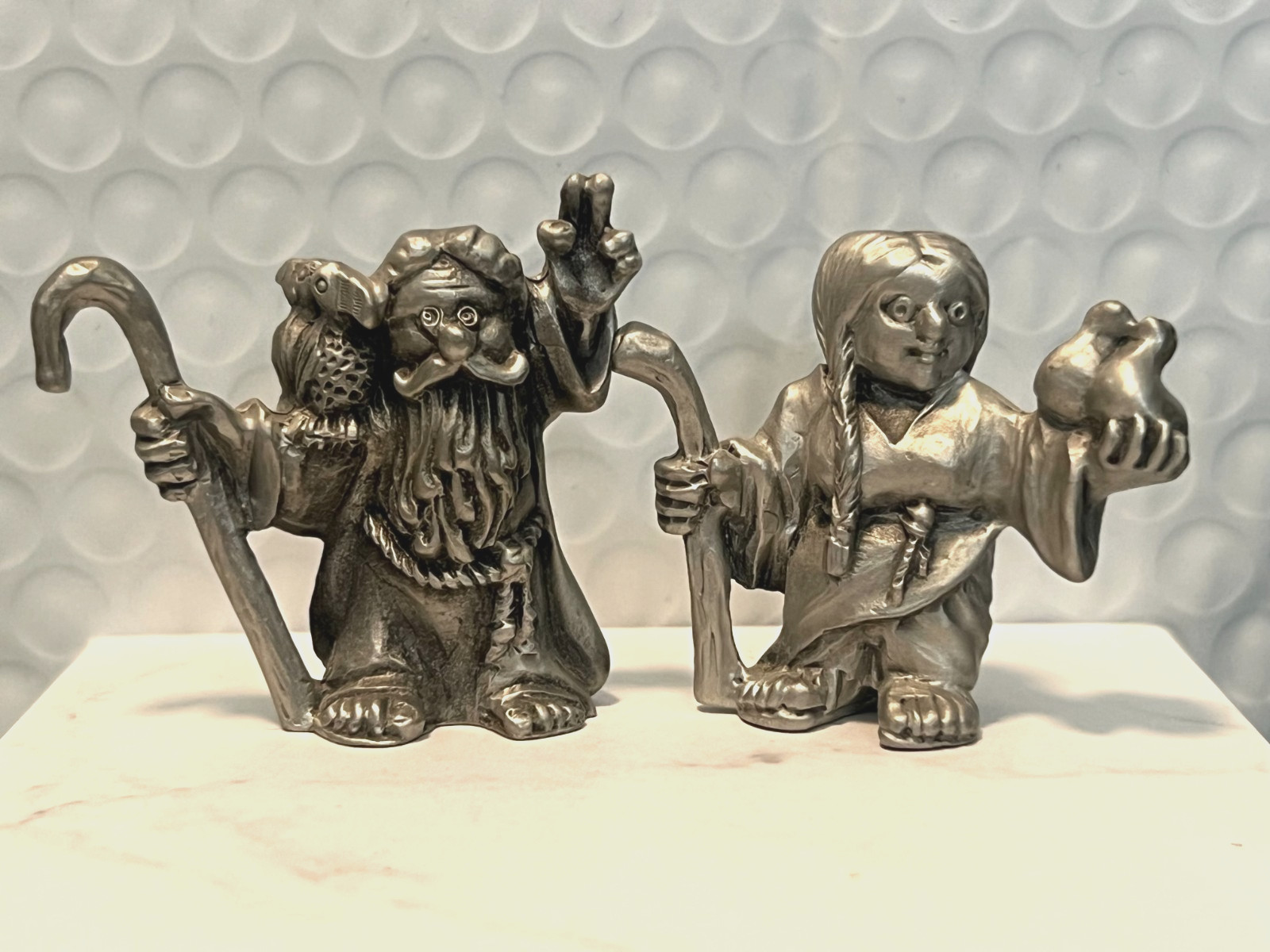 Hudson Pewter Noah\'s Ark Noah and Mrs Noah Vintage 80s Figurines Paperweights Hudson Pewter Noah\'s Ark Noah and Mrs Noah Vintage 80s Figurines Paperweights