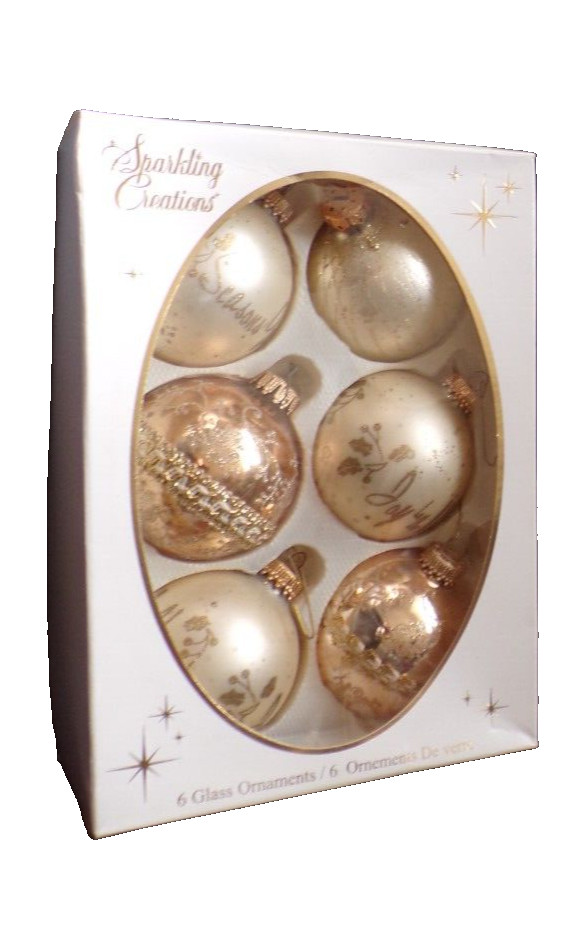 1997-99 Sparkling Creations by Krebs 6 Ornament Gold Glit Origin Box Michaels Dk