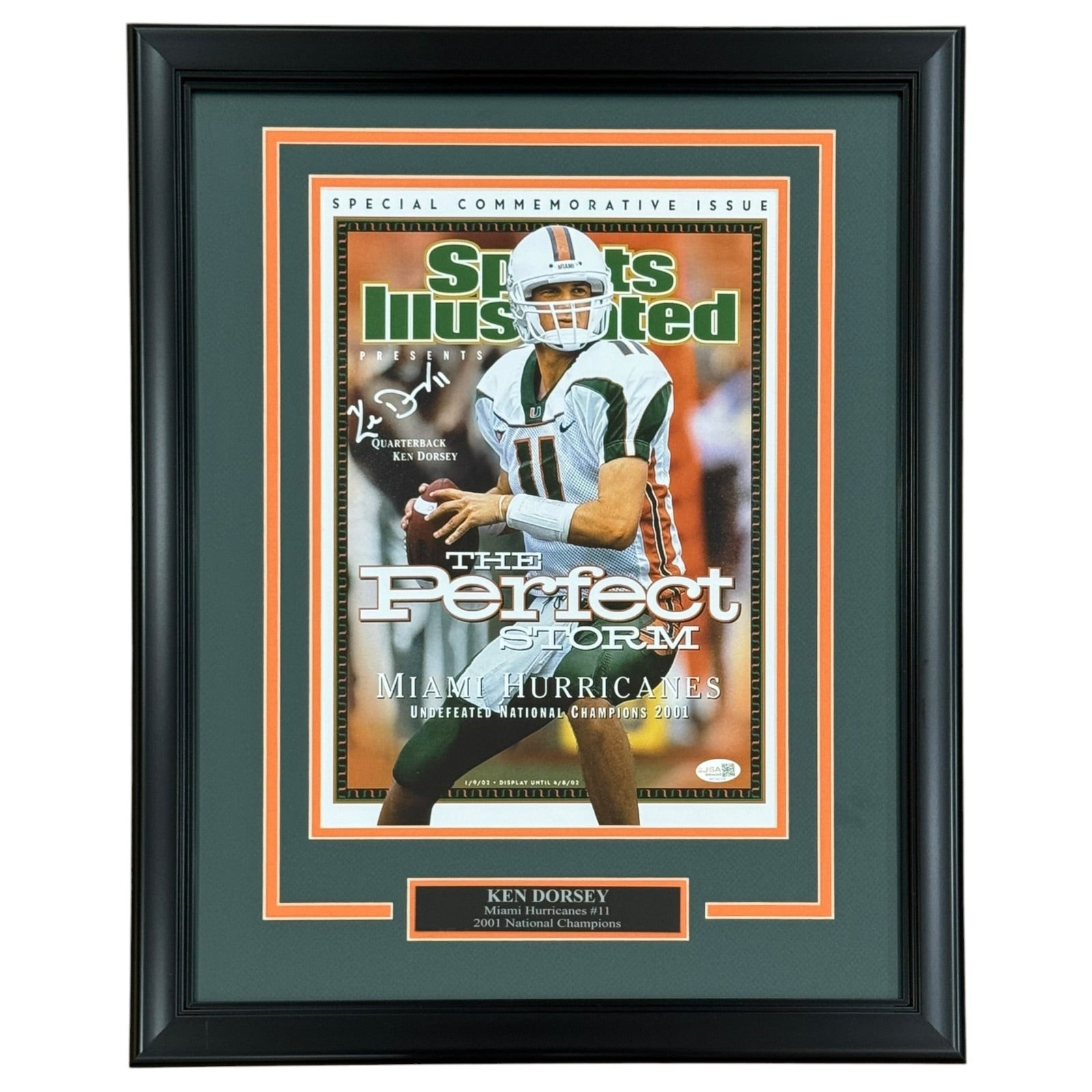 Ken Dorsey Autographed Miami Hurricanes (2001 National Champs) Deluxe Framed Com Ken Dorsey Autographed Miami Hurricanes (2001 National Champs) Deluxe Framed Com