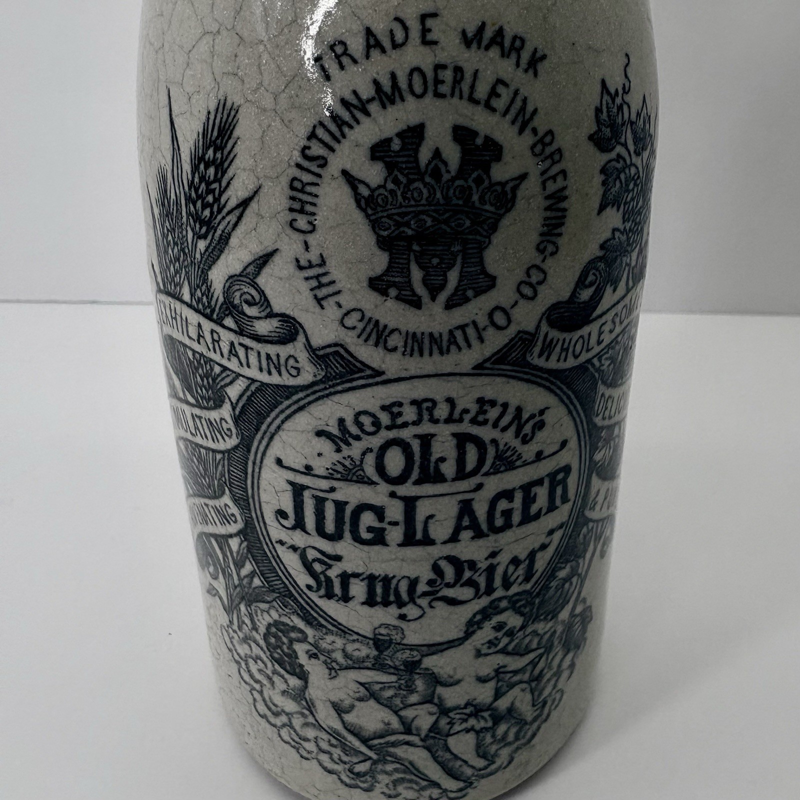 Vtg Moerlein Brewing Company Cinti Ohio Old Jug Lager Krug Bier Stoneware Bottle Vtg Moerlein Brewing Company Cinti Ohio Old Jug Lager Krug Bier Stoneware Bottle
