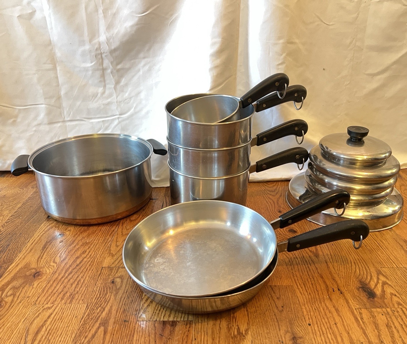 Vintage REVERE WARE 1801 Copper Bottom Cookware Set 12 PC Pots Pans Pre-1968 USA