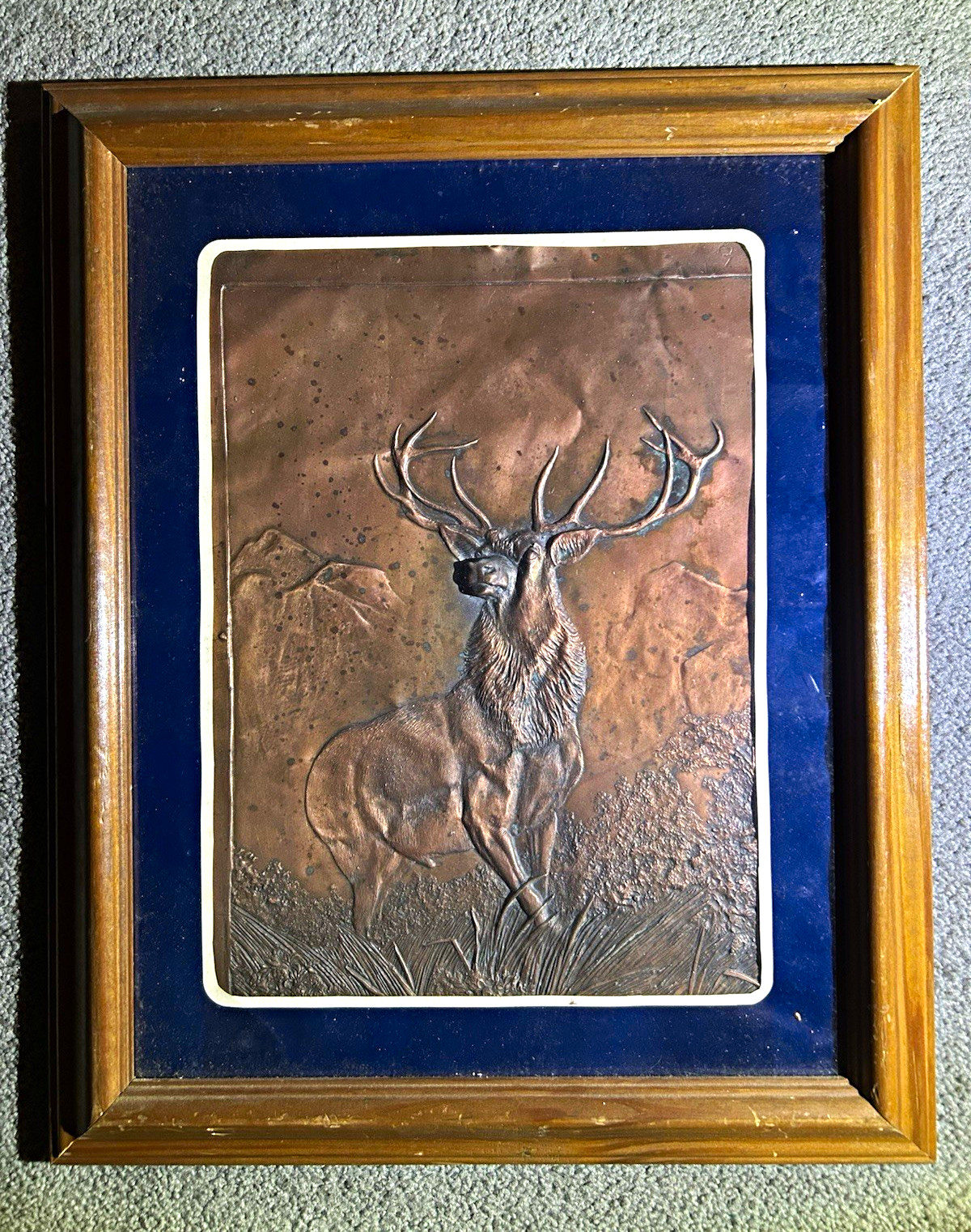 Majestic Elk Vintage Copper 3D Relief Embossed Framed (possibly F Diller) 16x13 Majestic Elk Vintage Copper 3D Relief Embossed Framed (possibly F Diller) 16x13