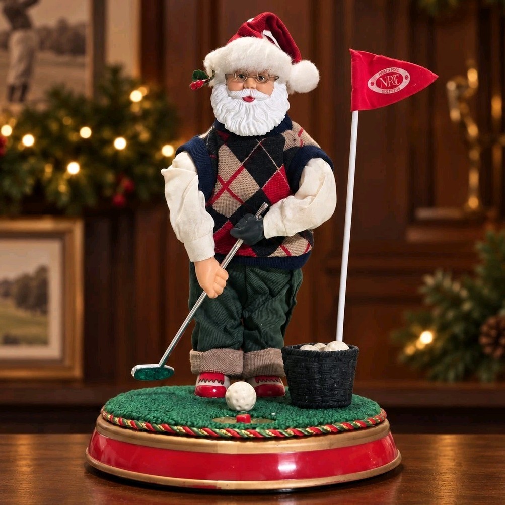 Gemmy North Pole Golf Club Santa Christmas Golfer Figurine Gift for Golf Lovers Gemmy North Pole Golf Club Santa Christmas Golfer Figurine Gift for Golf Lovers