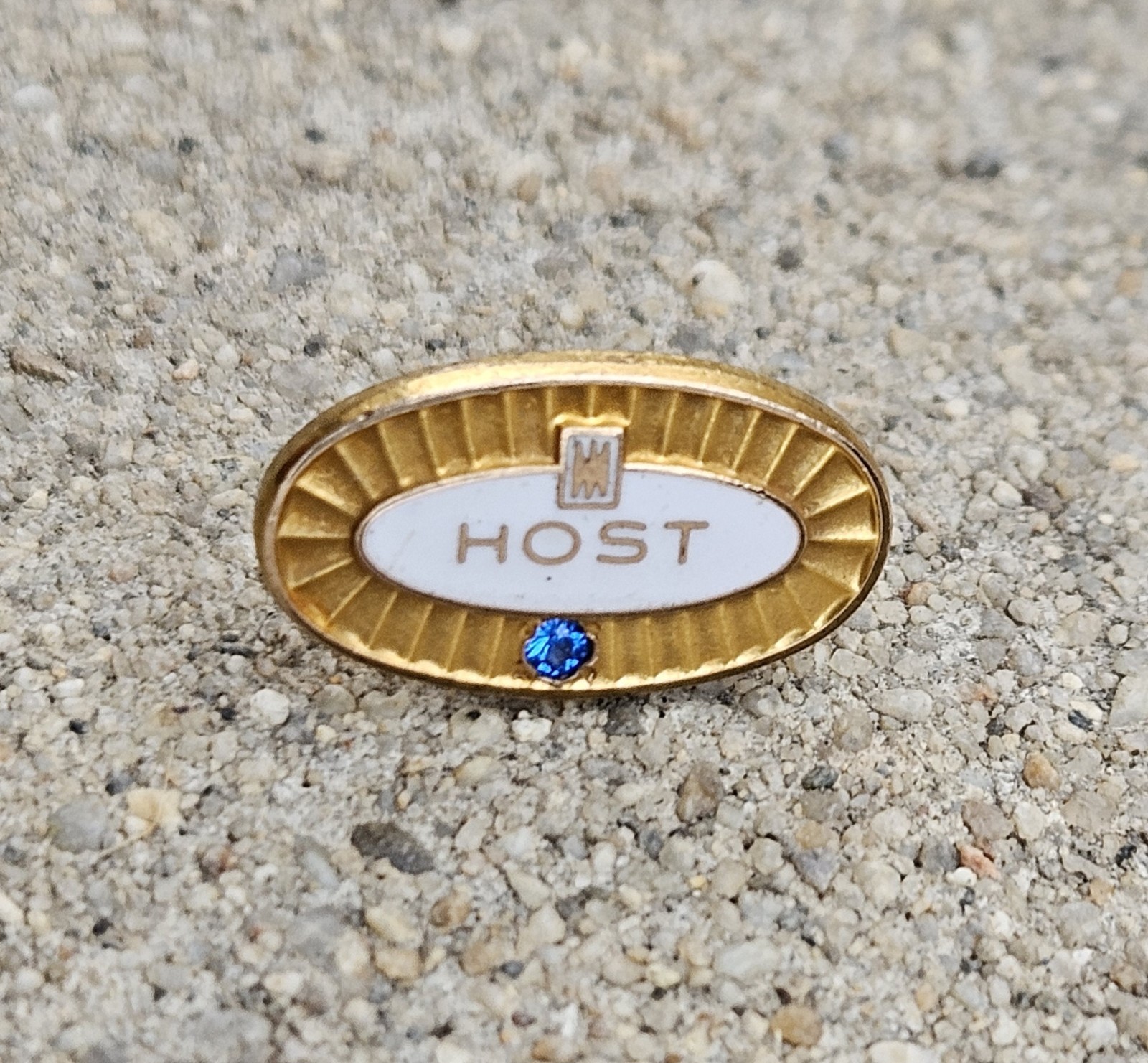VINTAGE MARRIOTT HOTEL HOST 10K GOLD 1/10K BLUE SAPPHIRE EMPLOYEE 5 YEAR PIN