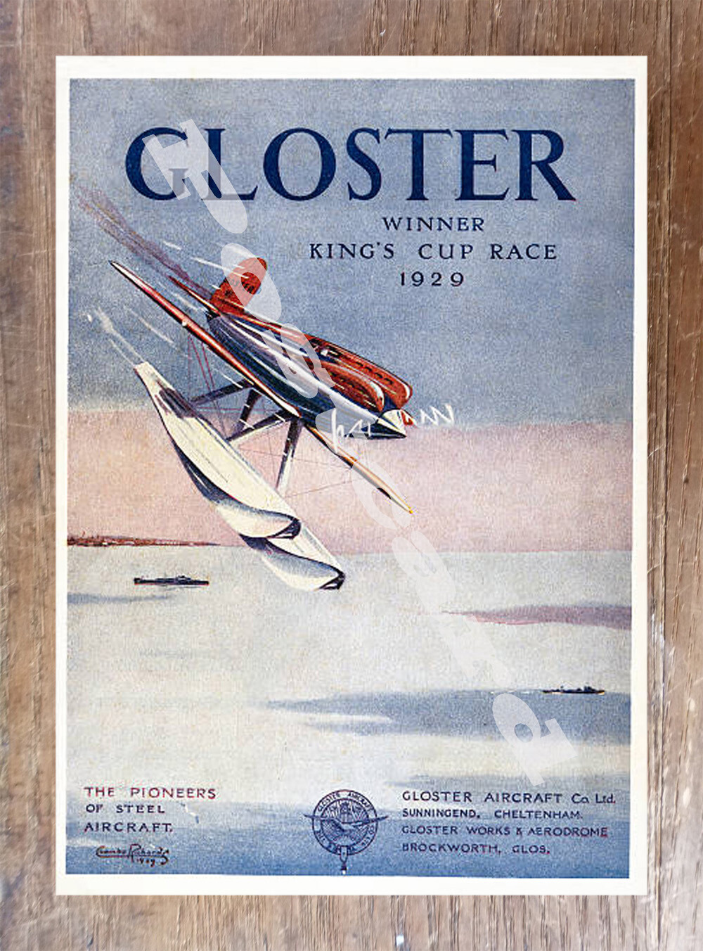 Historic Schneider Trophy contest 1929. Advertising Postcard Historic Schneider Trophy contest 1929. Advertising Postcard