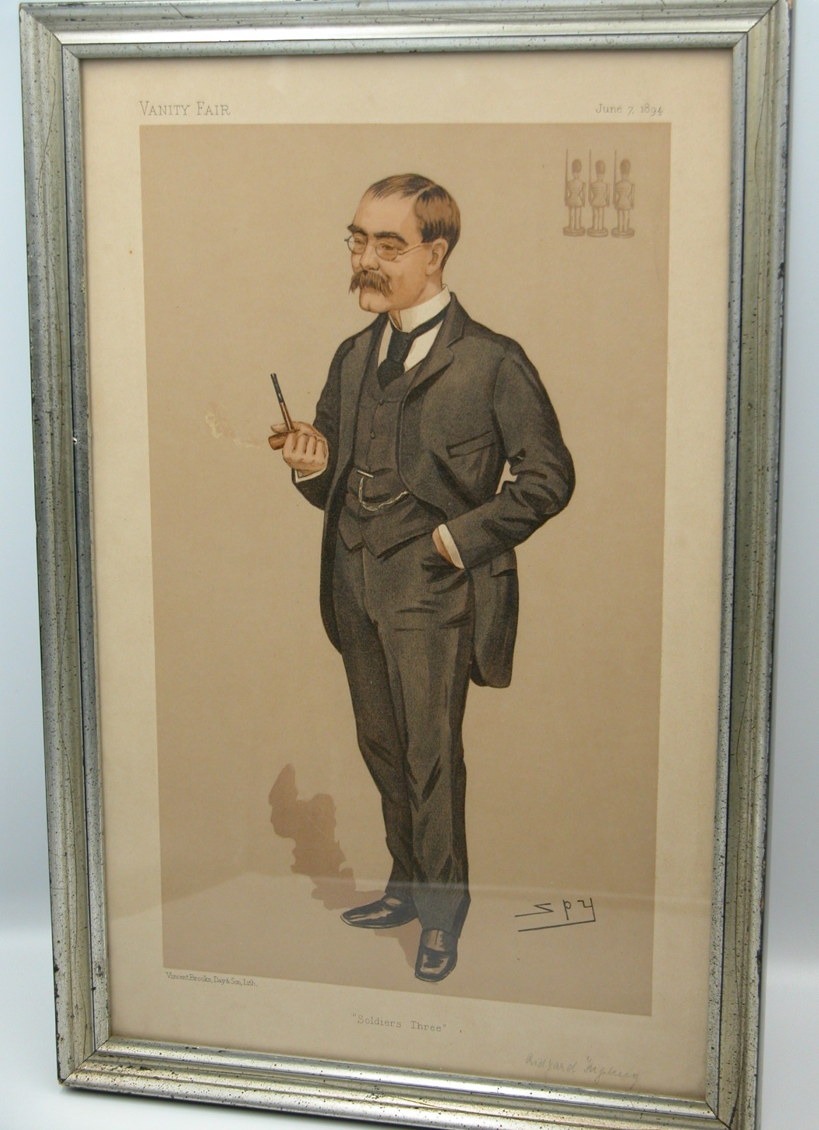 AUTOGRAPHED Vanity Fair Print 1894 RUDYARD KIPLING Wimbledon 1919 Louis Graves