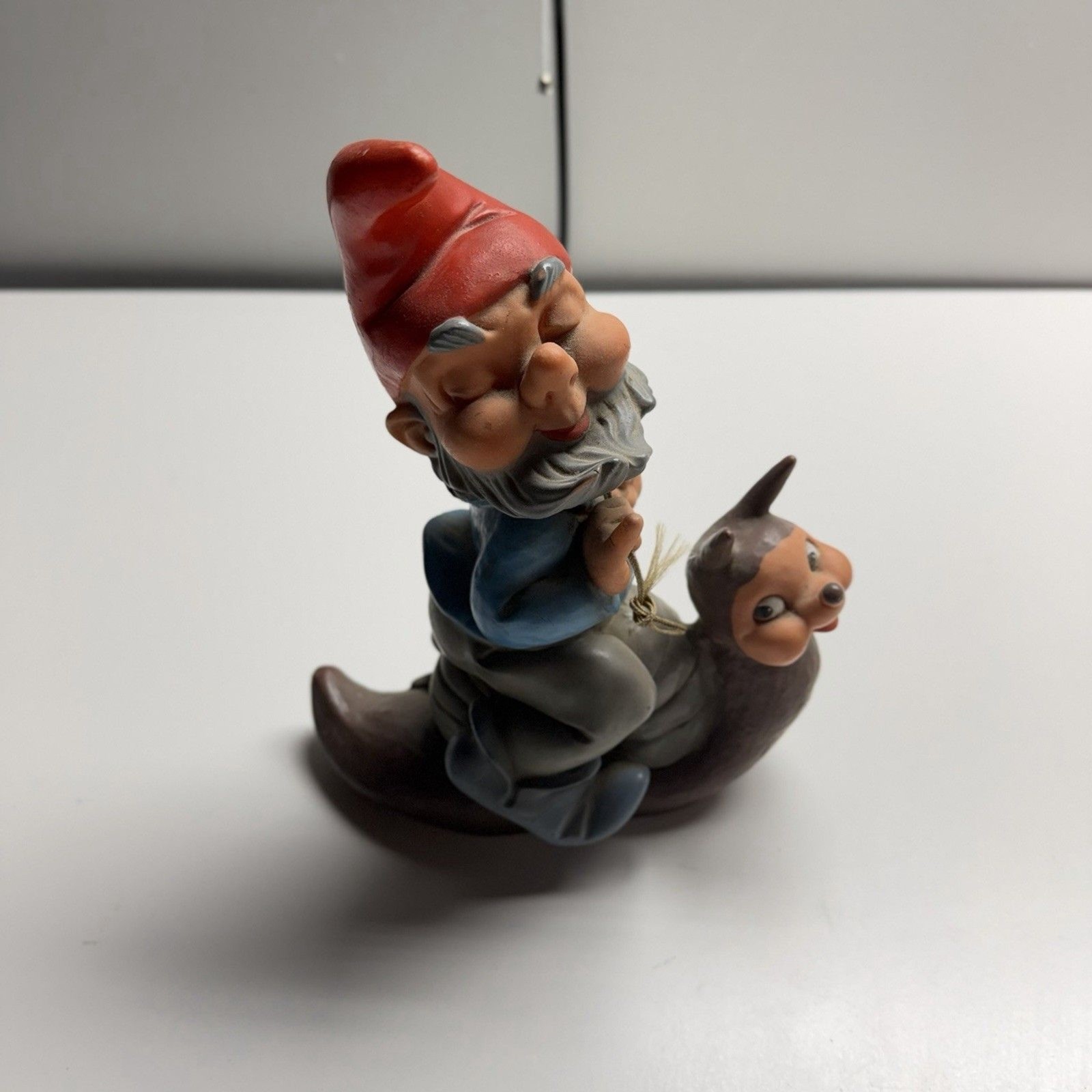 Vintage Heissner 919 Gnome Riding Snail W Germany 10” Garden Figurine Vintage Heissner 919 Gnome Riding Snail W Germany 10” Garden Figurine